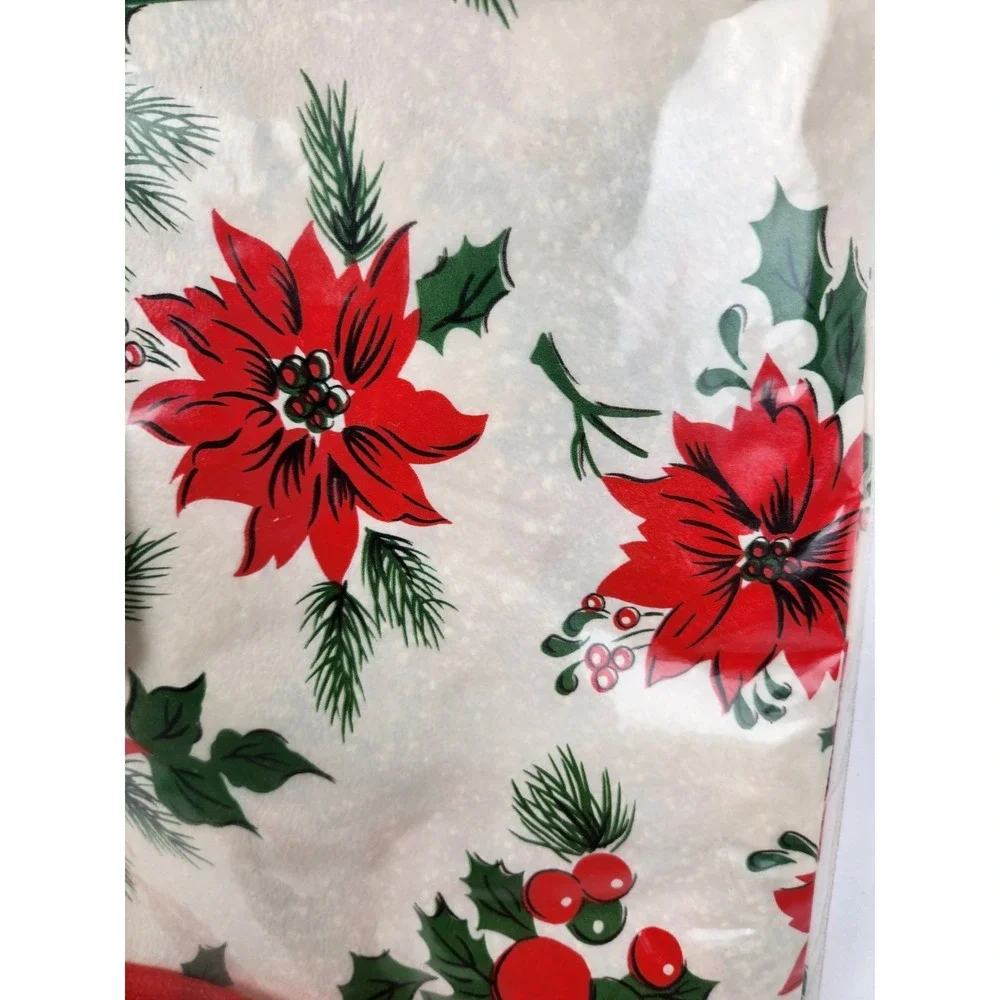 Vintage Christmas Vinyl Tablecloth 54